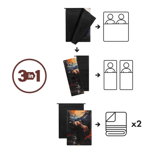 3-i-1 dobbelt sovepose, Bear Design