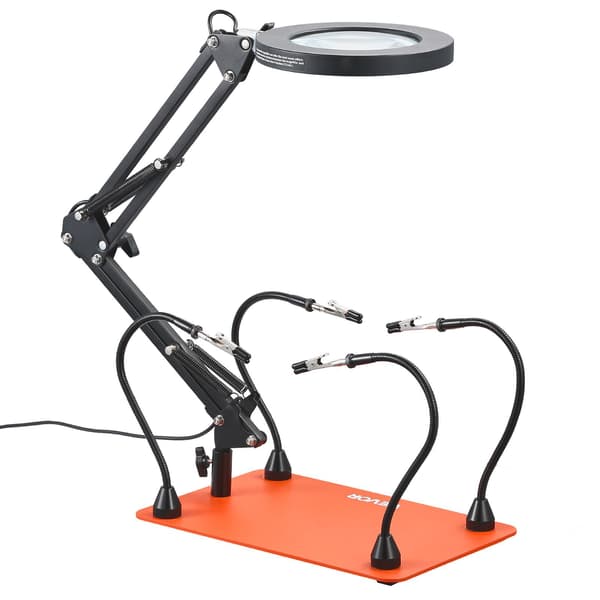Helping Hands loddestation, 4 arme, 3x LED-forstørrelsesglas