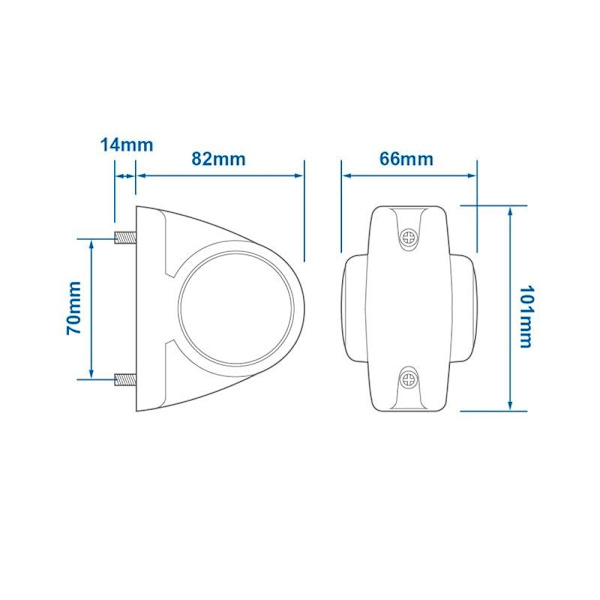 Outline merkkivalo 12/24V punainen/valkoinen 101x82mm LED läpipainopakkauksessa