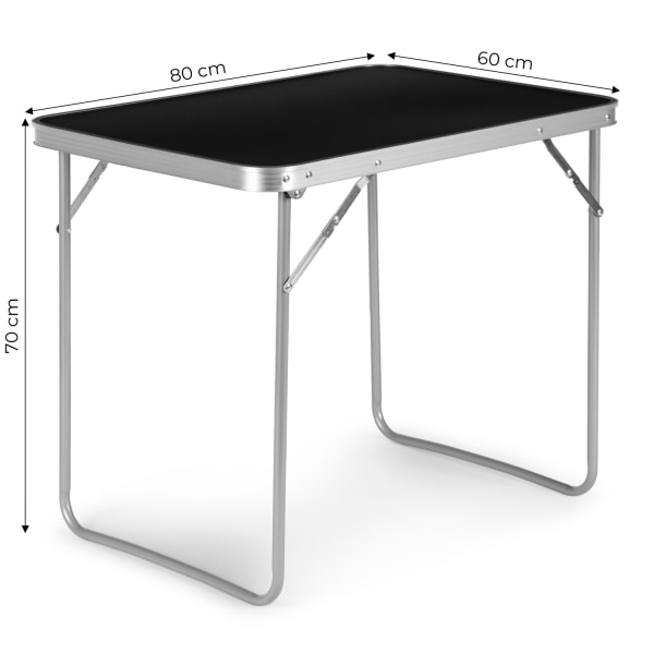 Turistbord, picnicbord, foldbar plade, 80x60 cm, sort