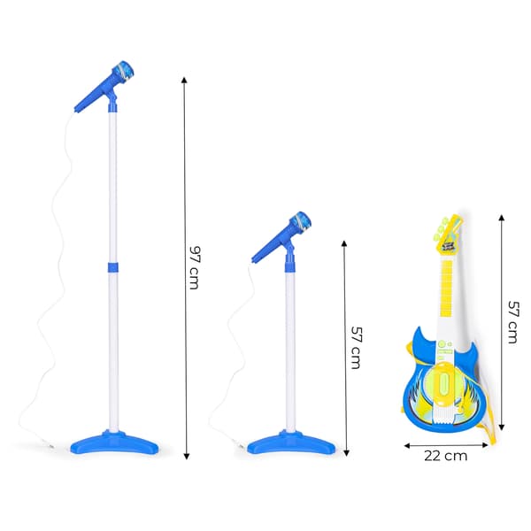 Elektrisk guitar mikrofon stativ sæt til børn mp3 - blå