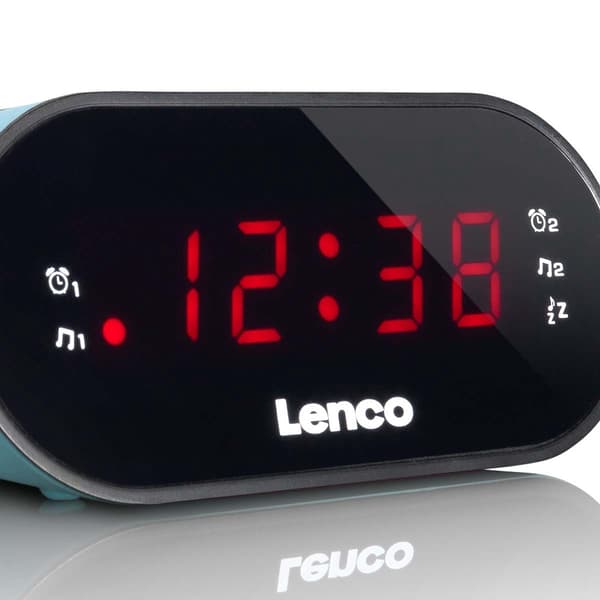 FM-clockradio med dobbelt alarm, LED-display, blå