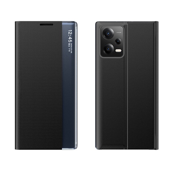 Case cover med klap og stativ til Xiaomi Redmi Note 12 5G / Poco X5 5G New Sleep Case sort