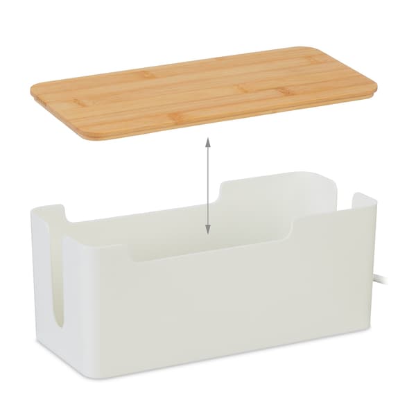 Cable Organizer Box med bambus låg til strømkabler