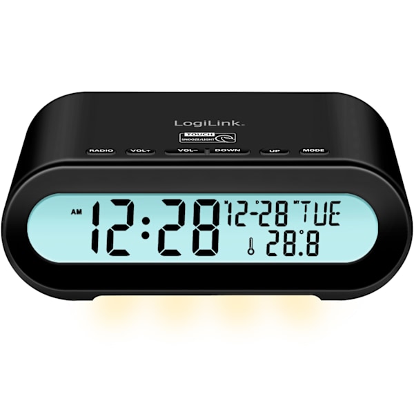 Clock Radio Temp/Fugtighed USB-C/Batteridrift Sort