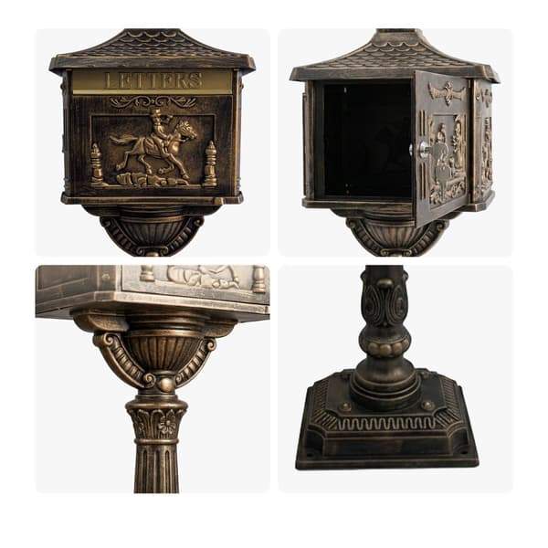 Fritstående postkasse i antik bronze, rustfri aluminium