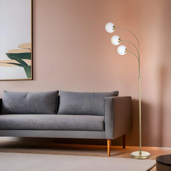 Gulvlampe Badi 3 Lü Eskitme Beyaz Camlı Lambader