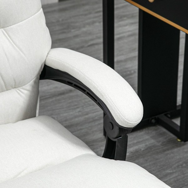 Kontorstol med massagefunktion, med 135° vippelig ryglæn, højdejusterbar, belastning 120 kg kunstlæder 65x72x109-117cm cremehvid