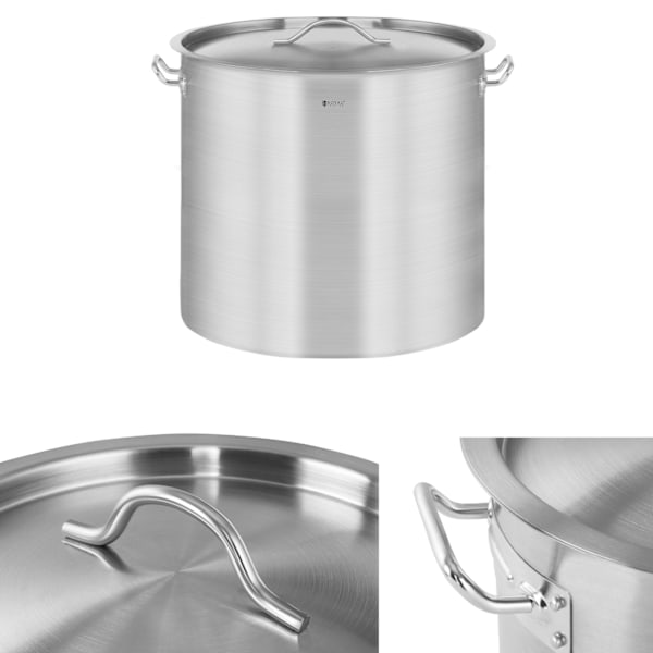 Serveringsgryta med lock, rostfritt stål, för induktionsspis, 12 L