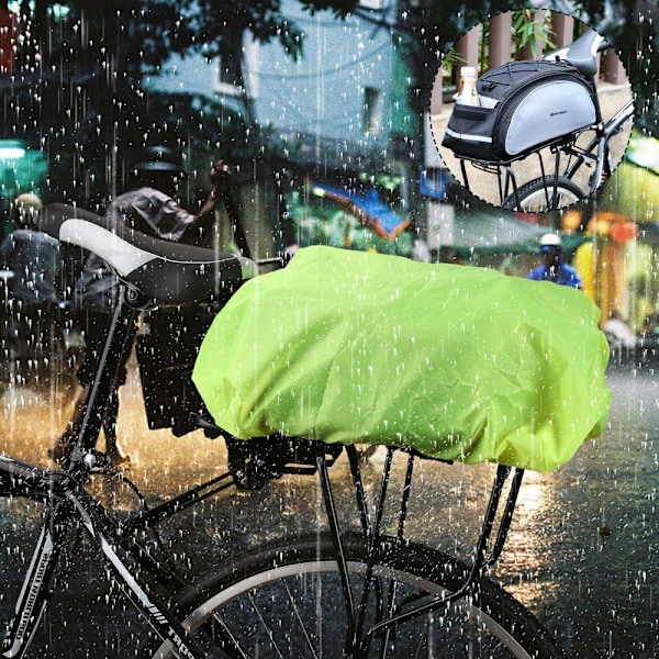 Universal regnslag med elastik til cykeltaske, rygsæk, grøn