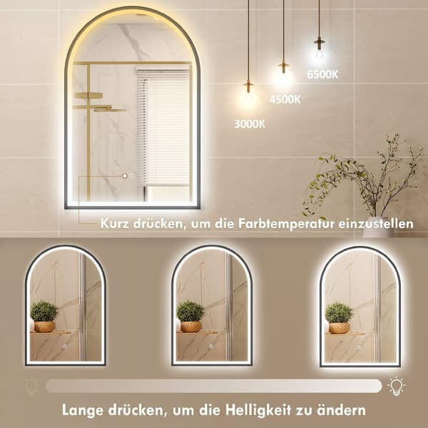 LED badeværelsesspejl 60x90 cm, front- og bagbelyst, sort