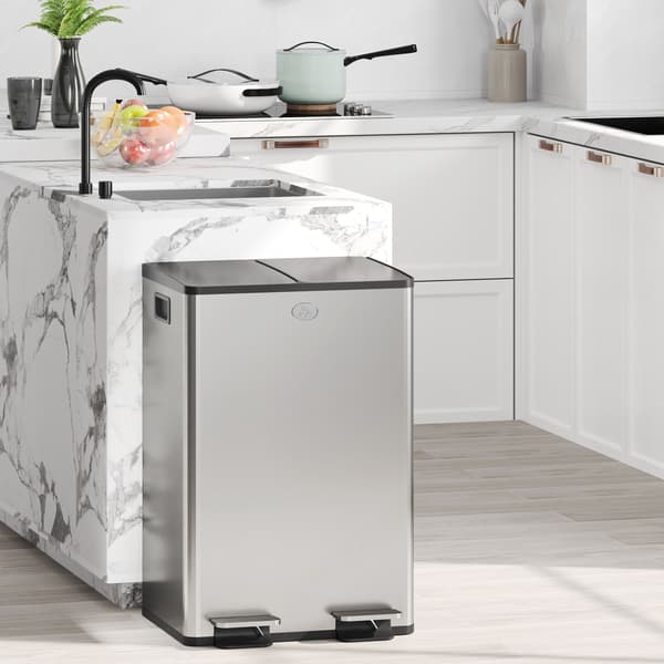 Dubbel pedalhink 28L, rostfritt stål, mjukstängande, silver