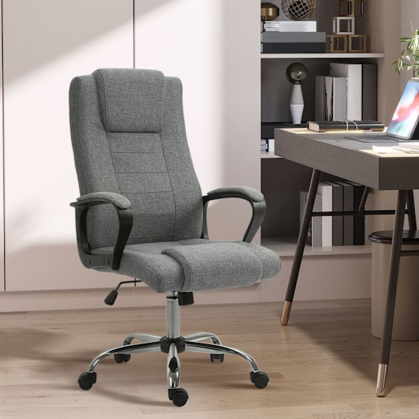 Kontorstol Computerstol Med Vippefunktion Nakkestøtte Ergonomisk Skrivebordsstol Drejelig Højdejusterbar Linned Touch 62X62X110-119 Cm