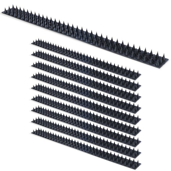 Fågelskrämmor: 10 skenor, 99 piggar/skena, total 5 meter