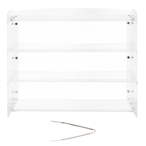 3-vånings akrylbageridisplay – fällbar dörr, 48 cm