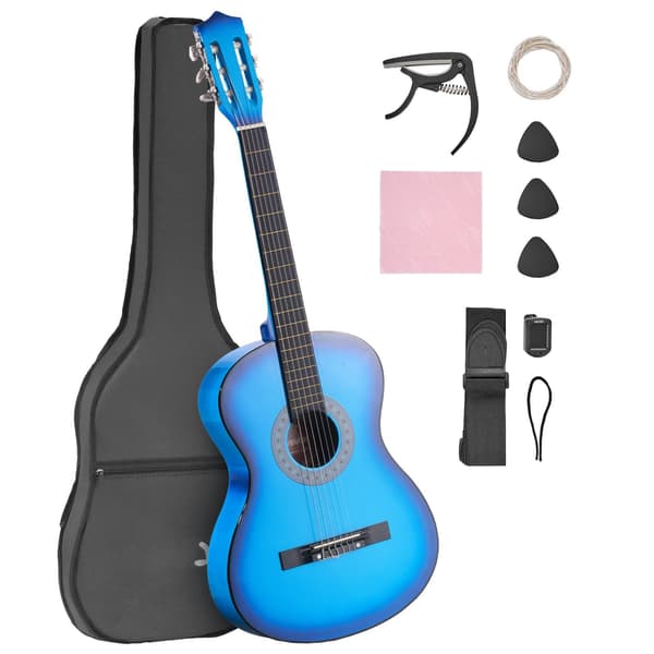 Startpaket för klassisk gitarr 38 tum, nylonsträngar, väska