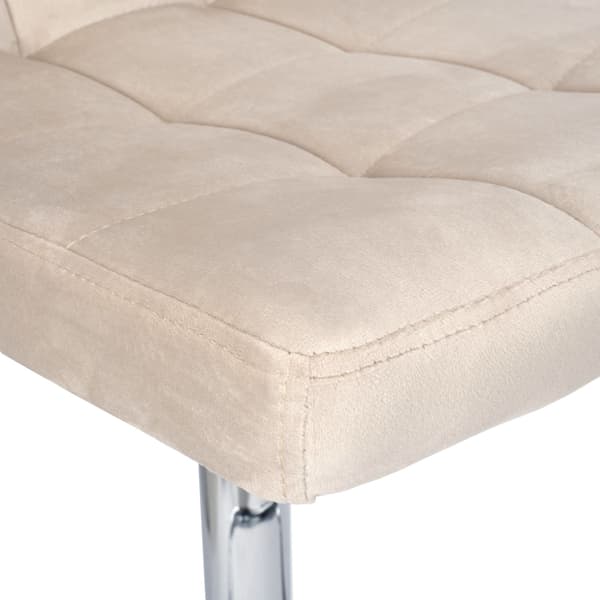 Fløjlsdrejebarstol, beige, justerbar højde