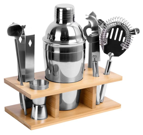 Bartenderset, rostfritt stål, 9 delar, silver