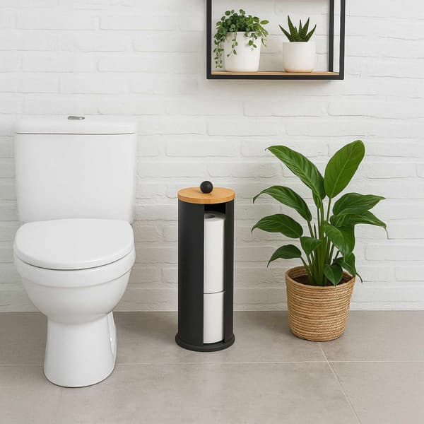 WC-paperiteline, metallinen, bambukannella, 3 rullaa
