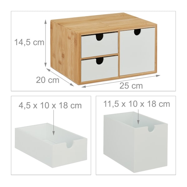 Lådbox i bambu &amp; MDF 3 fack
