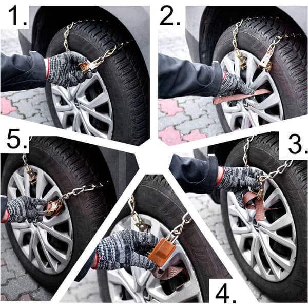 Vinterdäckskedjor, set med 8-pack i metall, 16,5–26,5 cm