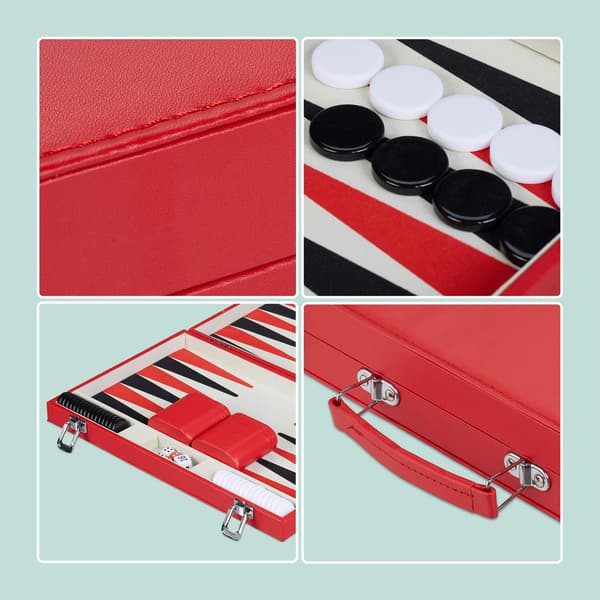 Rød backgammon taske