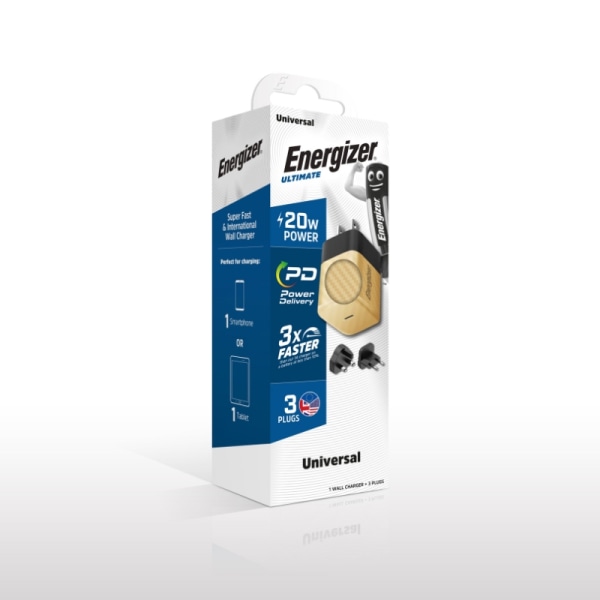 Energizer Ultimate - Multiplug EU/UK/US GaN 20W PD nätladdare (g