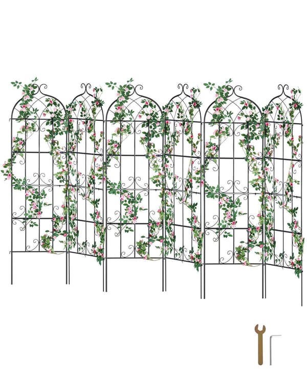 Haveespalier, 71 x 20 tommer, rustfri metal, 6-pak
