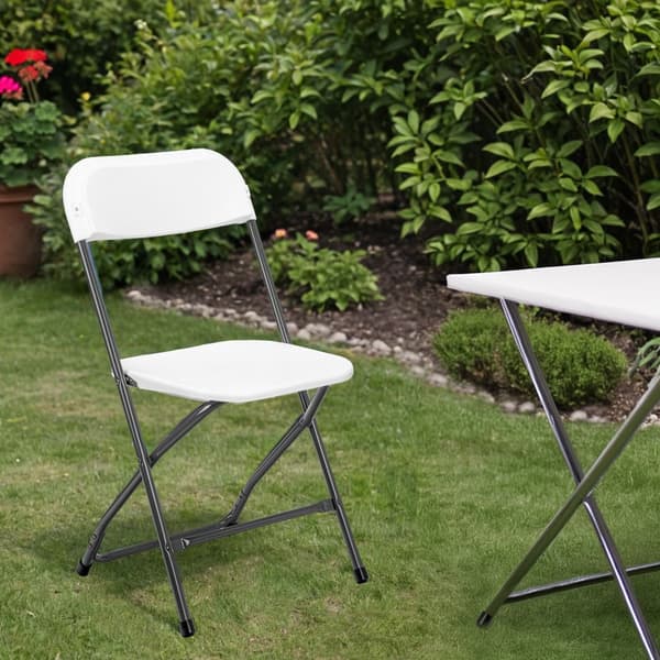 Sammenklappelig cateringstol, hvid, stålramme, HDPE