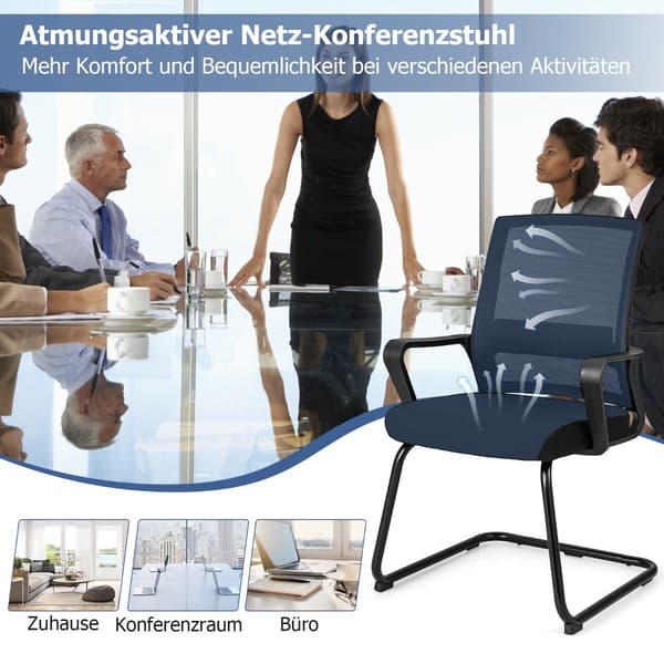 Vierastuoli ristiseläntuella & kelkkatuki ja pehmustettu istuin neuvottelutuoli musta