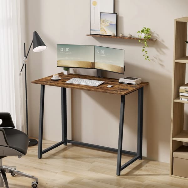 Hopfällbart datorbord i loftstil, metall, 80x40x75 cm