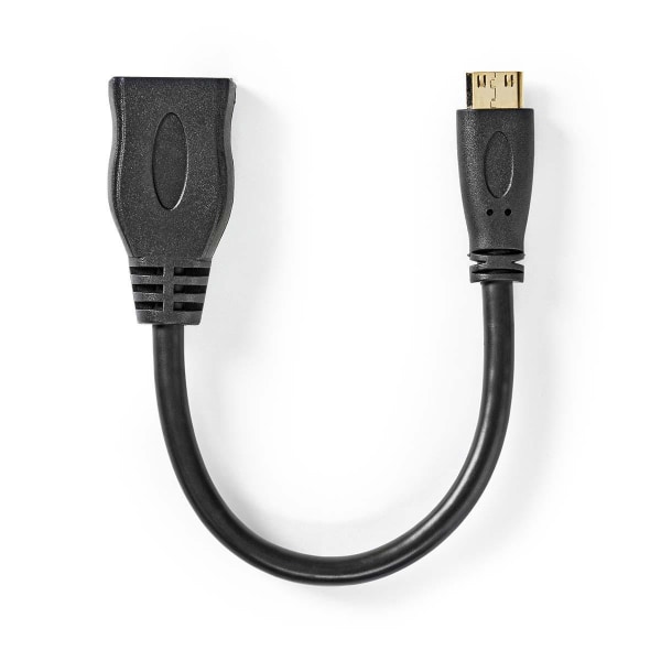 High Speed ​​HDMI ™ kabel med Ethernet | HDMI™ Mini kontakt | HDMI™ Utgång | 4K@30Hz | 10.2 Gbps | 0.20 m | Rund | PVC | Svart | Plastpåse