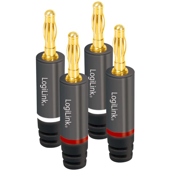 Banankontakter 4-pack, förgyllda, 4mm² högtalarkabel