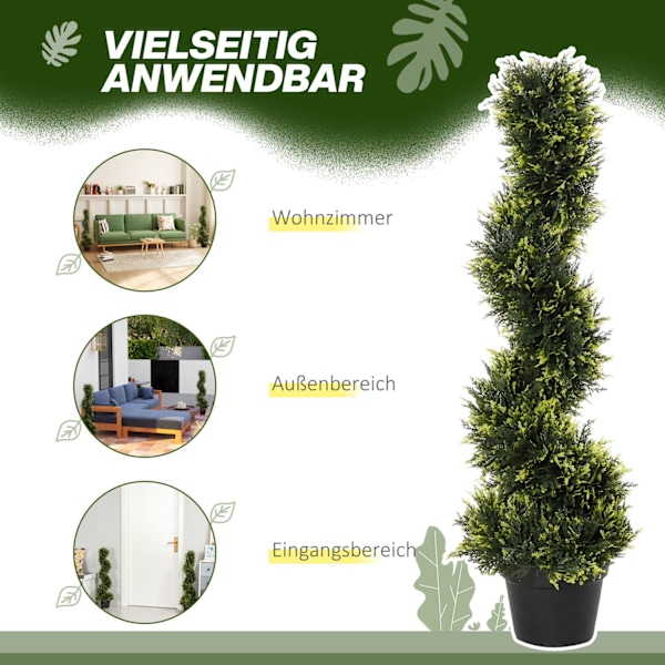 Set med 2 konstgjorda cederträd stor 90 cm konstgjord växt, plast konstgjorda växter ceder i kruka, spiralväxt som äkta för vardagsrum sovrum kontor t