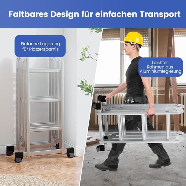 7-i-1 multifunktionsstige i aluminium, 150 kg kapacitet