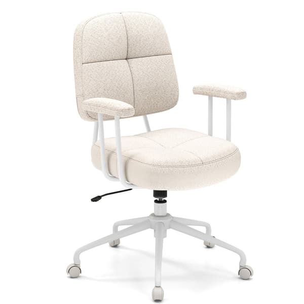 Ergonomisk kontorsstol med armstöd & hjul, beige