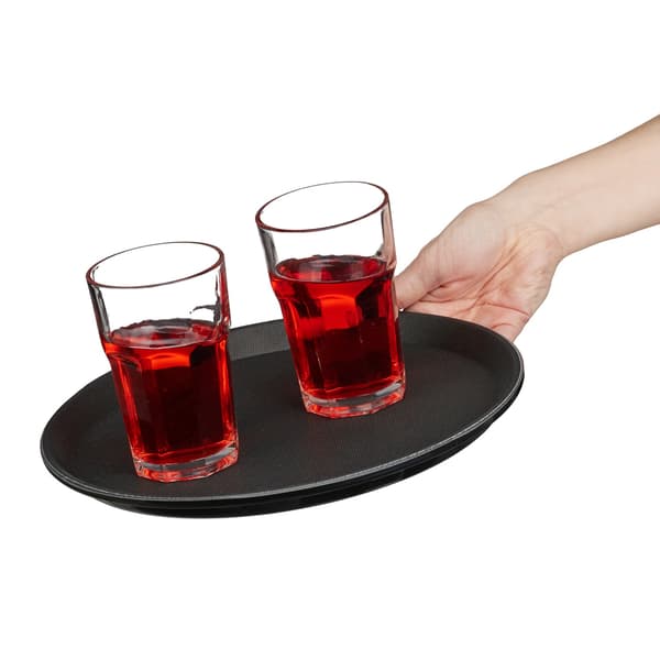 Runda svarta serveringsbrickor, halkfria, Ø28cm, 3-pack