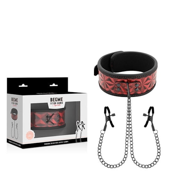 Begme - Red Edition krage med nippelklämmor med neoprenfoder