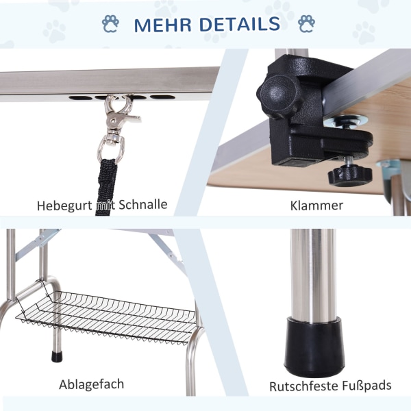 Trimbord Höjdjusterbar Nedre Korg Hopfällbar Hundar Rostfritt St