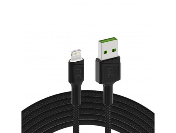 Green Cell Cable Ray USB-A - Lightning LED 2m, hurtig opladning Apple 2.4A