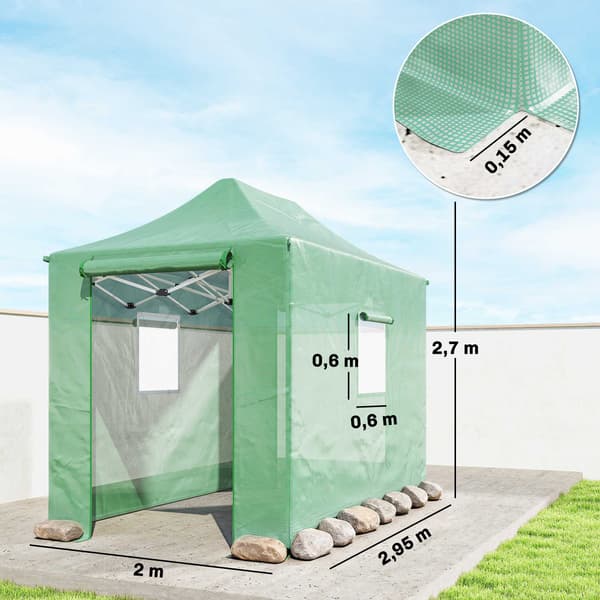 Foldbart pop-up drivhus, 295x200x270 cm, UV-beskyttet
