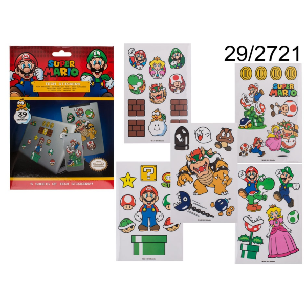 Super Mario klistermärken set med 39 delar