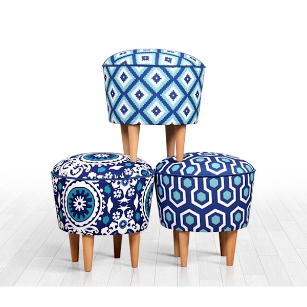 Pouffe Sky v2 - sininen, valkoinen