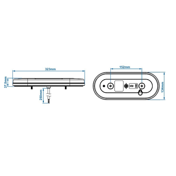 Takavalo 6 toimintoa 323x134mm 54LED oikea