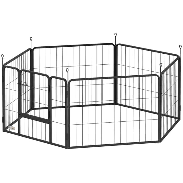 Hundehegn, indhegning til kæledyr, 6 paneler, stål, foldbar, grå