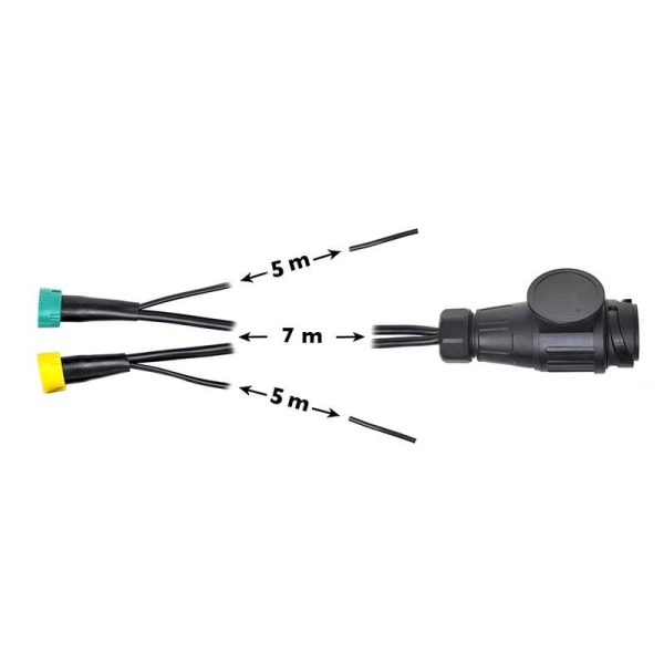 Ledningsnet 7M med stik 13-pin og 2x stik 5-pin + 5M DC