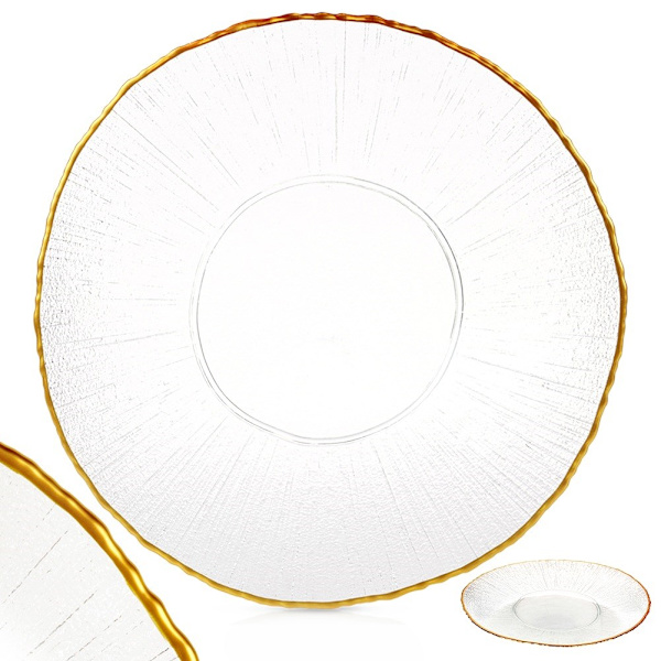 Middagstallerken lavvandet glas guld 28 cm