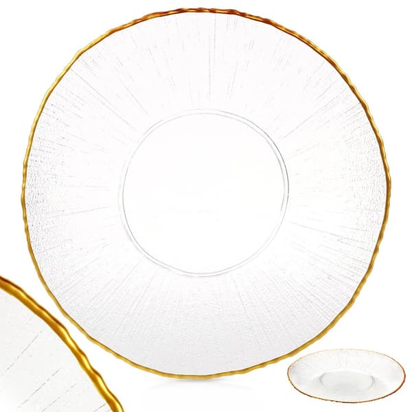 Middagstallrik grunt glas guld 28 cm