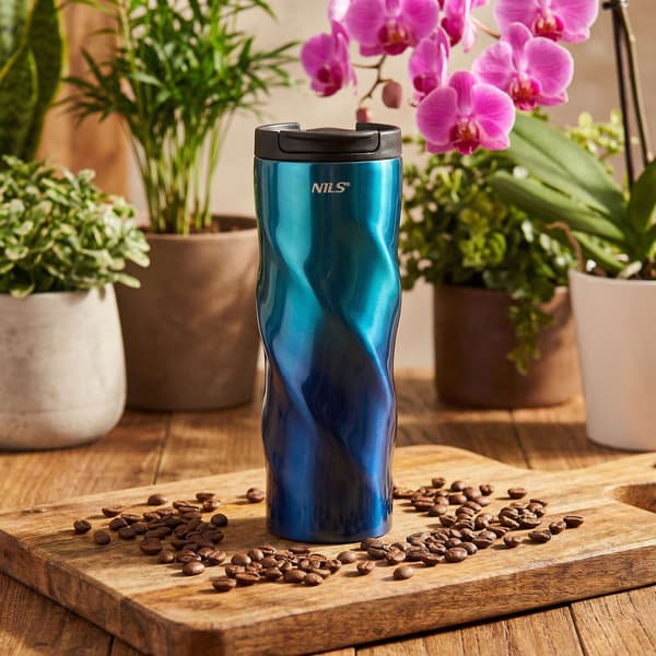 Isolerad resemugg i rostfritt stål, 500 ml, blå