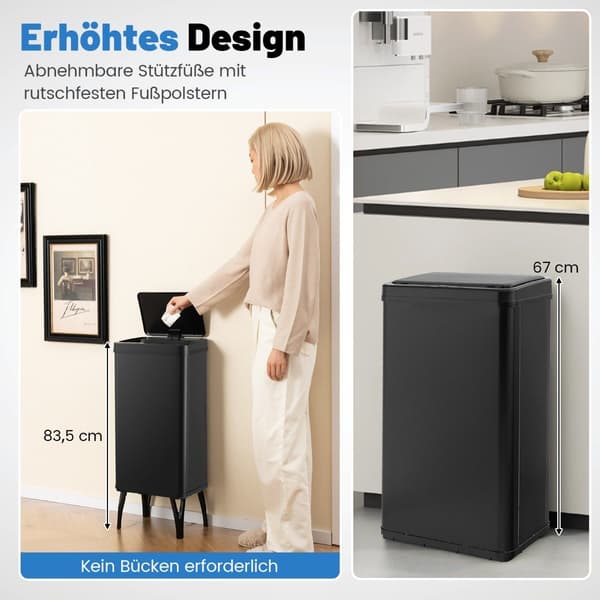 Automatisk affaldsspand i rustfrit stål, 50L sensorbeholder